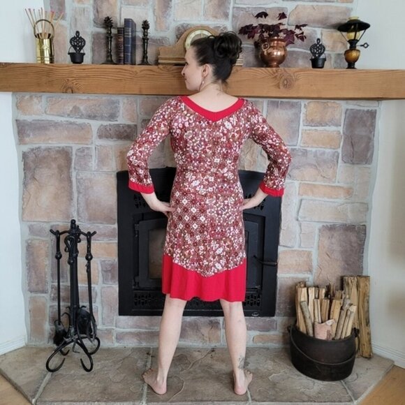 🍄 50% OFF - MYCO ANNA - Patchwork Boho Red Dress - Picture 4 of 10